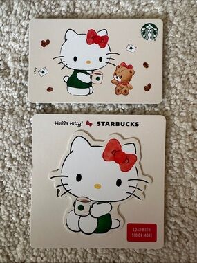 Starbucks Hello Kitty Gift Card Duo - White, Red & Green